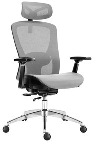 Ergonomikus irodai forgószék, hálós szellőzőanyag, dönthető háttámla, állítható ülésmélység, szürke