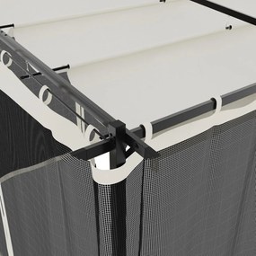 krémszínű acél pavilon hálós oldalakkal 6 x 3 m