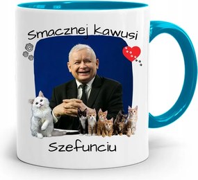 Kék Vicces Bögre Jaroslaw Kaczynski fényképes nyomattal