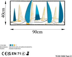 Yelkenli fém fali dekoráció, 40×90 cm – TR930DYU1178