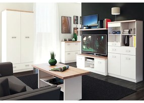 Dohányzóasztal 115, DTD laminált, fehér/tölgy sonoma, TOPTY TYP 18