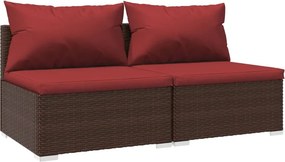 vidaXL 2 részes barna polyrattan kerti ülőgarnitúra párnákkal