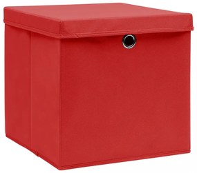 10 db piros szövet tárolódoboz fedéllel 32 x 32 x 32 cm