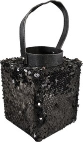 Lámpás flitterekkel LOFTY GLAM 20 cm, fekete