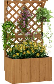 Outsunny Emelt Ágyás Kaspó Trellis Tetővel, Fából, Kert Trellis 64 x 33 x 122 cm Kert, Erkély, Terasz, Kaspó Függő Növényeknek, Virágoknak | Aosom