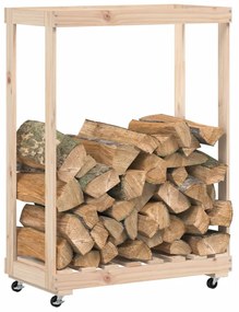 tömör fenyőfa rönktároló kerekekkel 76,5 x 40 x 108 cm