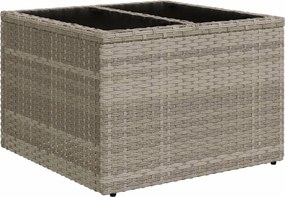 vidaXL világosszürke polyrattan üveglapos kerti asztal 55x55x37 cm