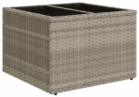 vidaXL világosszürke polyrattan üveglapos kerti asztal 55x55x37 cm