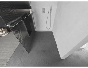 Mexen Kioto, zuhanyparaván polccal és törölközőtartóval 90 x 200 cm, 8 mm-es üveg bordás mintával, króm profil, 800-090-121-01-09