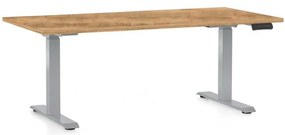 OfficeTech D állítható magasságú asztal, 160 x 80 cm, szürke alap, arany tölgy