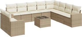 vidaXL 11 részes bézs polyrattan kerti ülőgarnitúra párnákkal