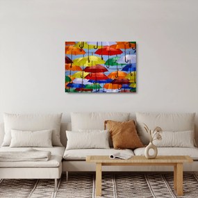 Színes esernyők képe (üvegen) (70x50 cm)
