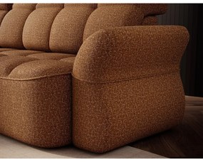 Sárga-barna bársony kinyitható-tárolóhelyes sarokkanapé (bal oldali-heverő résszel) Beneth – ELTAP