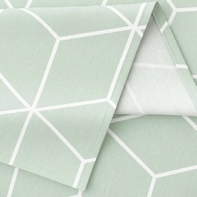 Goldea szögletes terítő 100% pamutvászon - mozaik mintás, menta alapon 140 x 220 cm