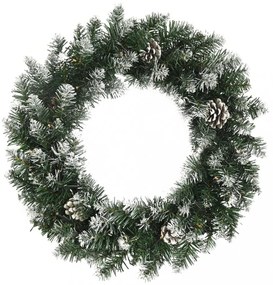 zöld PVC karácsonyi koszorú LED-ekkel 45 cm