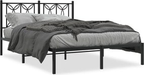 vidaXL fekete fém ágykeret fejtámlával 140 x 190 cm