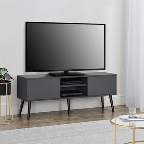 [en.casa] TV-állvány Eskilstuna 120x29,5x46,5 cm forgácslap tömör fa lábakkal sötétszürke