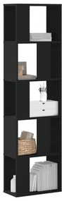 5 szintes fekete szerelt fa könyvespolc 45 x 23,5 x 162,5 cm