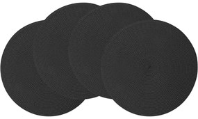 Altom Straw  tányéralátét fekete, átmérő 38 cm, 4 darabos készlet