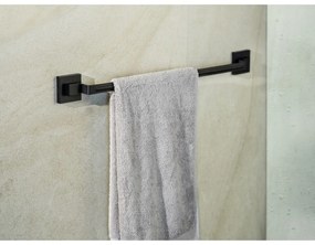 Fekete öntapadós rozsdamentes acél törölközőtartó Quadro – Wenko