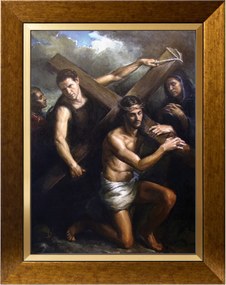 Keresztút Szakrális Kép Arany Vászon Díszkeret 30X40