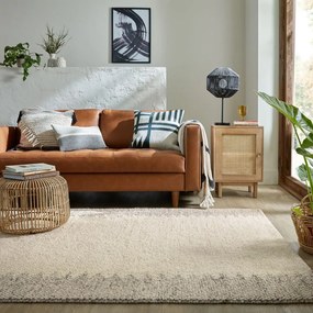 Krémszínű kézi szövésű gyapjúkeverék szőnyeg 80x150 cm Minerals Border – Flair Rugs