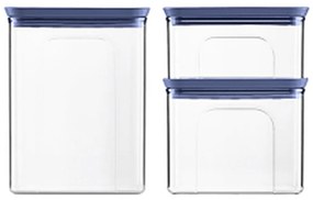 STEFANPLAST 3 darab Tosca téglalap alakú tál, átlátszó/kék