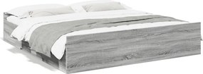 vidaXL szürke sonoma színű szerelt fa ágykeret fiókokkal 180 x 200 cm