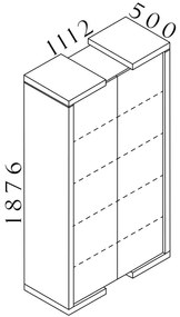 Lineart magas szekrény 111,2 x 50 x 187,6 cm, bodza sötét / fehér