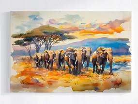 Vászonkép Canvas Elefánt Csorda Túra Séta Afrika 60x40