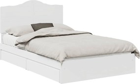 vidaXL Tárolós Ágy fejtámlával fiókkal Fehér 120 x 190 cm Faanyag