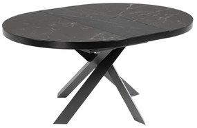 Fekete kerek bővíthető étkezőasztal kerámia asztallappal ø 160 cm Vashti – Kave Home