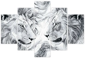 Kép - Rajzolt oroszlánfejek (150x105 cm)