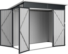 Outsunny fém kerti tároló, kb. 2,68 m² – zárható, 3 ajtós, szellőzött, egyoldali lejtésű tető (234 × 132 × 185 cm) | Aosom