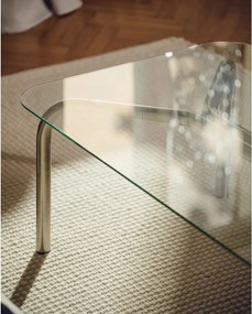 Ezüstszínű dohányzóasztal üveg asztallappal 60x110 cm Uku – noo.ma