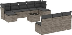 vidaXL 11 részes szürke polyrattan kerti ülőgarnitúra párnákkal
