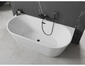 Mexen Oval, szabadon álló fali kád 170 x 80 cm, fehér, fekete matt túlfolyó, 52671708000-70