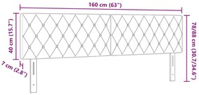 Fejtámla Kristálygombás Tűzött Világosszürke 160 cm Bársony