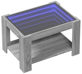 szürke sonoma szerelt fa dohányzóasztal LED-del 73 x 53 x 45 cm