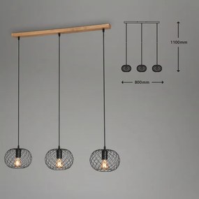 Brilo 4037-035 - Kábelre függesztett csillár 3xE27/40W/230V