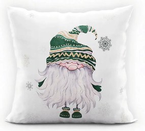 Karácsonyi Párnahuzat Gnom Velvet fehér-zöld 40x40cm