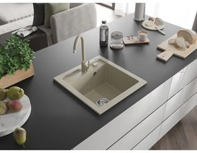 Mexen Vito, 1 kamrás gránit mosogató és Telma konyhai csaptelep, bézs, 6503-69-670200-69