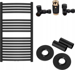 Fekete létra radiátor fürdőszobába, tartozékokkal