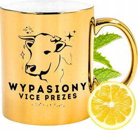 Arany csillogó bögre az elnökhelyettesnek ajándék fényképes nyomtatással