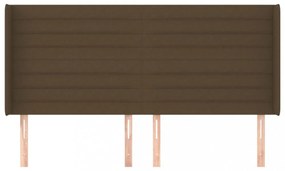sötétbarna szövet fejtámla szárnyakkal 203x16x118/128 cm