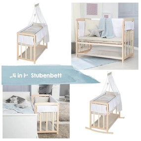 Natúr színű bölcső tárolóhellyel és baldachinnal 90x45 cm Liebhabär – Roba