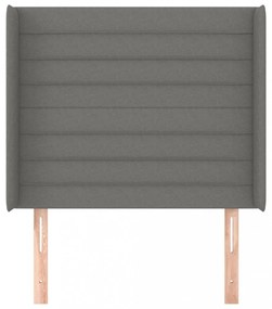 sötétszürke szövet fejtámla szárnyakkal 83x16x118/128 cm