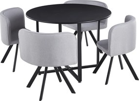 Étkező szett 1+4, fekete/világosszürke, BEVAN NEW