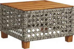 vidaXL szürke polyrattan és akácfa kerti asztal 55 x 55 x 36 cm