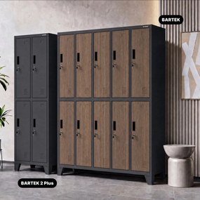 10 ajtós öltözőszekrény, antracit/dió, 1360x1720x450 mm: BARTEK Eco Design